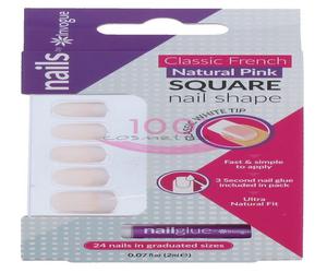 INVOGUE SQUARE PINK UNGHII FALSE 24 BUCATI + LIPICI SET