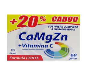 ZDROVIT CA- MG-ZN + VITAMINA C FORMULA FORTE CUTIE 60 PLICURI