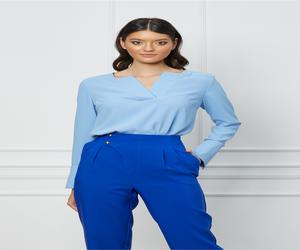 Bluza LaDonna bleu vaporoasa cu decolteu in V