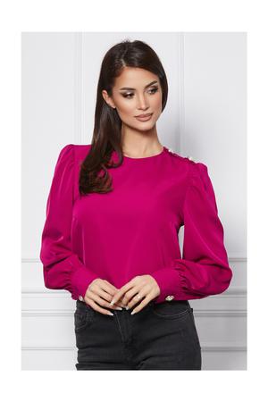 Bluza Dy Fashion magenta cu nasturi pe umar 