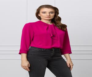 Bluza Alina magenta cu aplicatie tip cravata