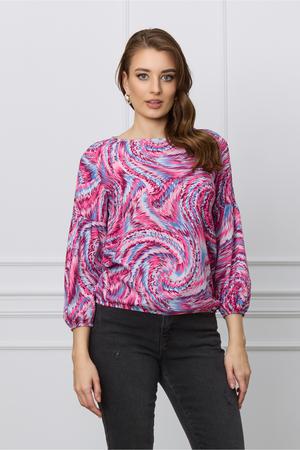 Bluza Aria fucsia cu imprimeuri bleu 