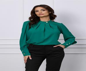 Bluza Moze verde cu nasture la decolteu