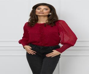 Bluza Dy Fashion bordo cu fir lurex si picatele 3D