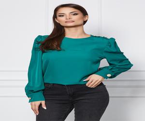 Bluza Dy Fashion verde cu nasturi pe umar