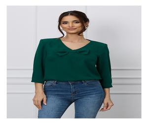 Bluza Larisa verde cu funda pe bust