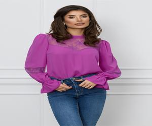 Bluza Dy Fashion mov cu insertii din dantela