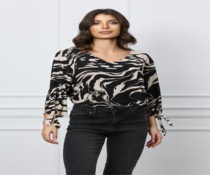 Bluza Dima neagra cu zebra print bej