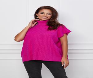 Bluza Iarina fucsia fara maneci cu model in relief