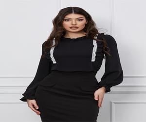 Bluza MBG neagra cu volane si broderie