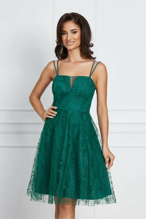 Rochie Larisa verde scurta cu glitter 