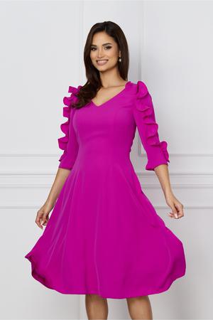 Rochie Mady fucsia cu volane pe maneci 