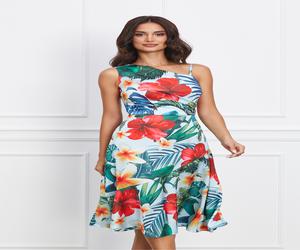 Rochie LaDonna bleu cu imprimeu exotic