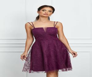 Rochie Larisa mov scurta cu glitter