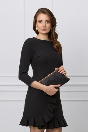 Rochie Moze neagra cu volanas pe fusta 