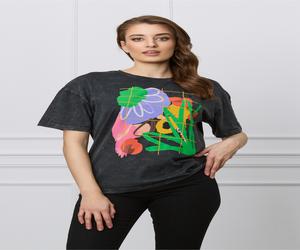 Tricou gri antracit cu imprimeu paint colorat