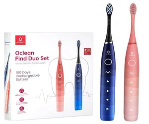 Set 2 Periute de dinti electrice Oclean Flow Sonic Electric Toothbrush, Dual Set, Red/Blue, 180 zile autonomie, 38000 