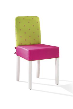 Scaun pentru copii, tapitat cu stofa cu picioare din lemn Ribbon Pink / Green, l43xA49xH87 cm 