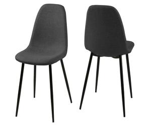 Set 4 scaune tapitate cu stofa si picioare metalice Wilma Gri Inchis / Negru, l44,5xA56xH84 cm