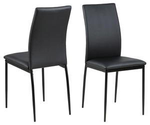 Set 4 scaune tapitate cu piele ecologica si picioare metalice Demina Negru, l43,5xA53xH92 cm