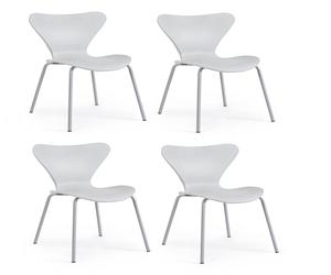 Set 4 scaune din plastic cu picioare metalice Tessa Gri Deschis, l50xA49,5xH82 cm