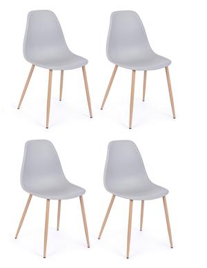 Set 4 scaune din plastic cu picioare metalice Mandy Gri / Natural, l53xA46xH82 cm 