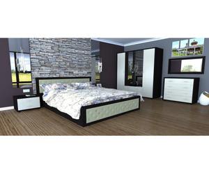 Dormitor Torino cu pat cu somiera metalica rabatabila 140x200 cm wenge / ladin