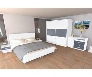 Dormitor Milano cu Pat Alb 140x200 cm